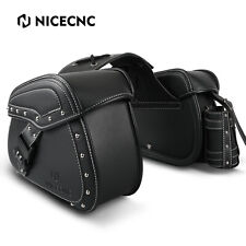 NICECNC Motorrad Satteltaschen Schwarz Leder Packtasche Gepäckträger 22L