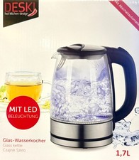 Glas Wasserkocher 1,7Liter mit LED Beleuchtung Kabellos 2200 Watt