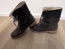Tamaris Stiefelette Duo-Tex Nubukleder Warm Gr.39 Blockabsatz Anthrazit/Braun 