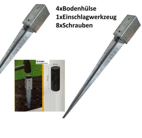 Set bodenhülsen 71x71x750 - bodenhülsen,
