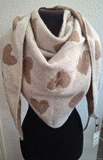 Wendeschal Dreieckstuch Schal kuschelig  weich Herzen Herz   offwhite taupe