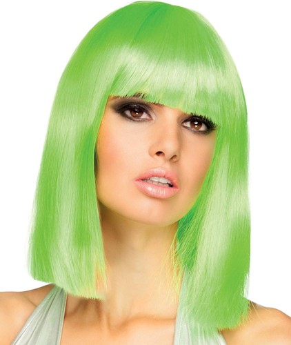 Neon grüne damen perücke mit - neon-grüne,