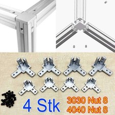 4x Eckverbinder 3-Weg 3030 4040 Nut 8 Aluminium Aluprofil Verbinder Eckwinkel