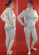 ch LATEX RUBBER CATSUIT WEIT KAPUZE TRANSPARENT GANZANZUG GUMMIANZUG w.sealwear