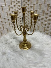 Kerzenleuchter-/halter: 5 armig -Kandelaber-Metall- goldfarben incl. Stabkerzen