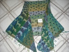 großes Schaltuch "Helen Leigh" 100% Wolle, Tiere+Fantasiemuster  mit Fransen