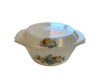 Arcopal „Fruits de France“ Opalglas Auflaufform Schüssel mit Deckel Vintage Form