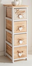 Holz Kommode schmal "Home" 4 Schubladen, 77cm hoch, Telefontisch Beistellschrank