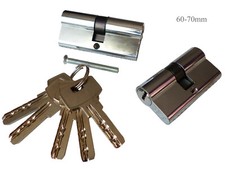 Zylinderschloss Schließzylinder Türschloss 60-70mm inkl.5 Schlüsseln silber/gold