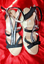 Keilabsatz Sandalen mit Strass, Gr. 43, Riemchen mit Strass