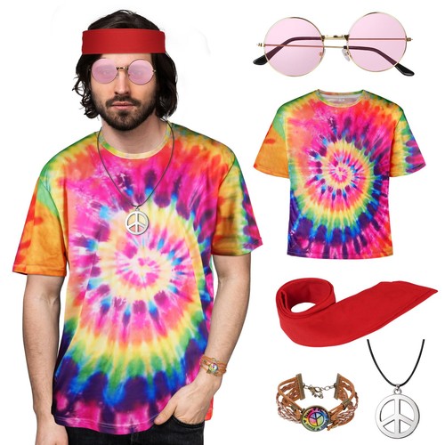 Hippie kostüm herren 5pcs - hippie,