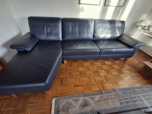 Blaues ledersofa longlife mit - longlife,