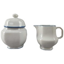 Zuckerdose Milchkännchen und Milch & Zucker Set Burg Lindau Blaue Linie Blau