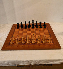 Antikes Schachspiel 49cm Schachbrett Handgeschnitzt Schachfiguren Intarsien Bret