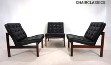 France & Son 3er Set Modular Ledersessel von O. Gjerløv-Knudsen & T. Lind, 1960