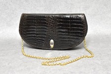 Vintage Damen Tasche aus brauem Lackleder, Umhängetasche Krokodil #45