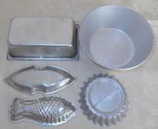 Konvolut Alter Back Formen Für Puppenküche Große Puppenstube Weiß-Blech Förmchen