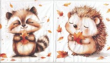 3 Lunch Papier Servietten Napkins (F8-29) Maus Igel Fuchs Waschbär