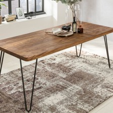 FineBuy Esstisch Massiv Esszimmertisch Holztisch Sheesham Holz Tisch 