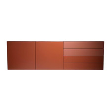 Sudbrock Sideboard Cubo Glattlack Ziegelrot Rot Mit Glasplatte Gefrostet