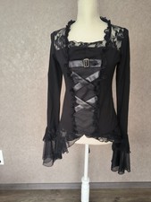 Punk Rave Damen  Longsleeve Nocturna, Größe 2XL schwarz Gothic