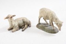 Q40U54- Antike Keramik Krippenfiguren Schafe 18./ 19.Jh 