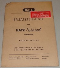 Teilekatalog / Ersatzteilliste Hatz Diesel Motor E 75 Stand 09/1961