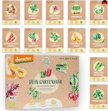 BIO Gartenjahr Gemüse Samen Set - 12 Sorten Demeter Gemüse Saatgut für das ga