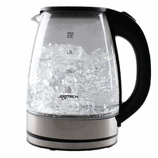 Wasserkocher aus Glas | 1500 Watt | 2 Liter | Wassererhitzer | Edelstahl/Schwarz