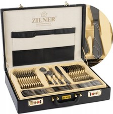 Zilner Besteck im Koffer, 72 Teile, 12 Personen, Edelstahl, Gabel, Löffel ZL6508