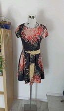 Lascana Rockabilly-Kleid A-Linie L 40 schwarz rot gelb Blumen stretch