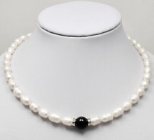 Zucht Perlen Ketten,Echte Süßwasser-Naturperlen-Kette 1 St.Neu 35-60cm P.Ø 8-9mm
