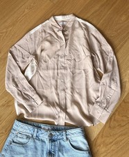 Closed Seiden Bluse Beige Powder Rosa gr M NEU