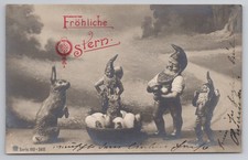 Deutsche Osterzwerge und Hasen, Eier im Korb - Fröhliche Ostern