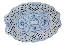 Porzellan Schale,  Schumann Arzberg durchbruch , Strohblume , Kobalt 27cm.