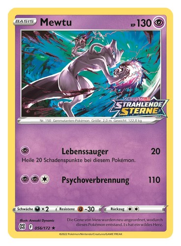 Pokemon karte mewtu 056 172 - pokemon,