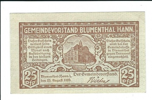 Notgeld blumenthal gemeinde - notgeld,