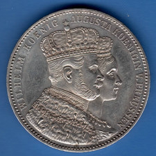 Königreich Preußen 1 Krönungs-Thaler 1861 Wilhelm I. Augusta Silbermünze