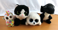 4x TY Beanie Babies - Katze Eule Drache Robbe / Stofftier / Kuscheltier / Plüsch
