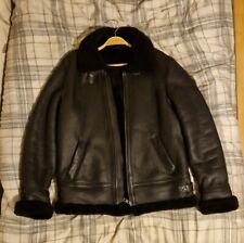 Men’s B3 RAF Bomber Black Aviator Flying Fur Shearling Real Leather Jacket Coat