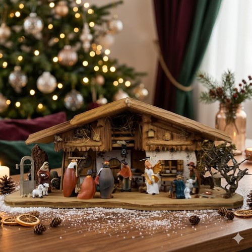 Detaillierte weihnachtskrippe - detaillierte,