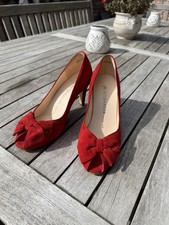Peter Kaiser Damen Pumps High Heels Leder Schleife Rot Gr.37 Peep Toes 