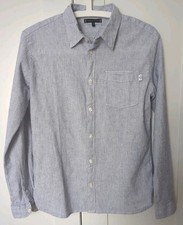 Jungen Hemd Tommy Hilfiger Gr 164 Leinen Baumwolle Weiß Blau gestreift NEU