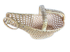 Flaschenhalter Korb geflochten  Rattankorb Weinflaschen Vintage Strohfarbe 60er