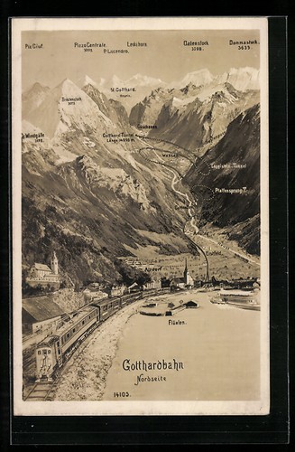 Künstler gotthardbahn - künstler-ak,