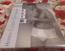 Enrico Mori-Herren-Classic-Slip-Feinripp--Unterwaesche -Gr 8-XXLl-Weiss-Neu