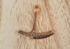 Set Anhänger Thors Hammer Bronze + Lederband fein verziert Wikingerschmuck 