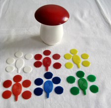 Vintage Spielzeug FLOH SPIEL Flohhüpfen Holz-Fliegenpilz