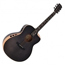 BWARE Hartwood Sonata-FX Jumbo Westerngitarre mit Pickup, Schwarz
