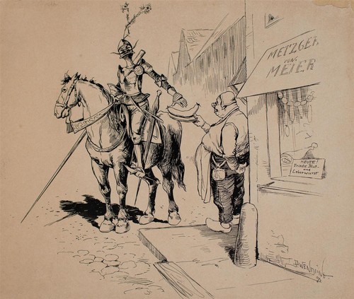 Humor karikatur ritter metzger - karikatur,